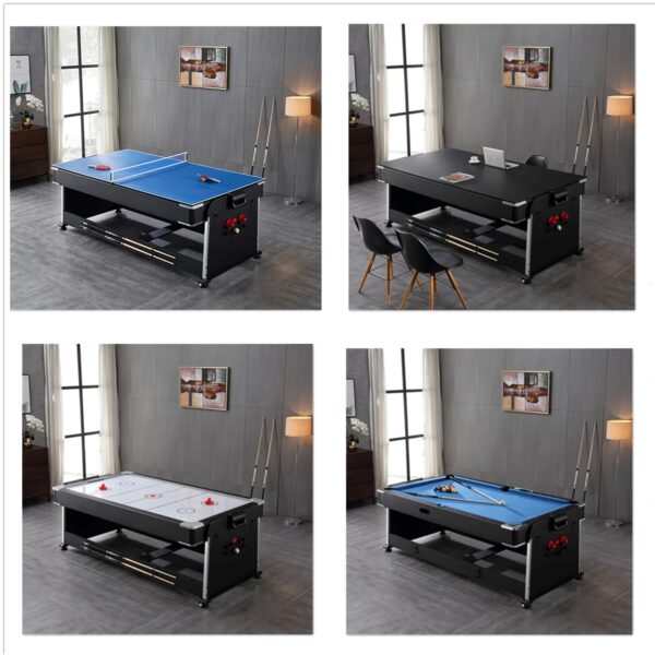 7FT 4 IN 1 Pool Table, Air Hockey, Ping-Pong, Dining Top (Blue) - Image 3