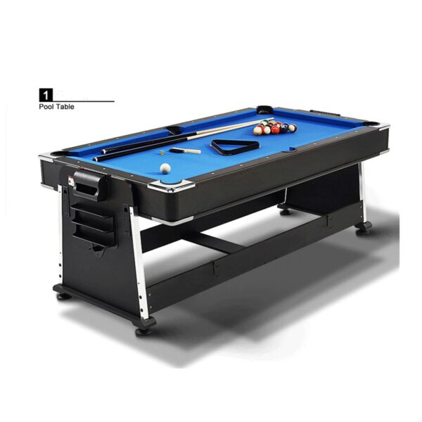 7FT 4 IN 1 Pool Table, Air Hockey, Ping-Pong, Dining Top (Blue) - Image 2