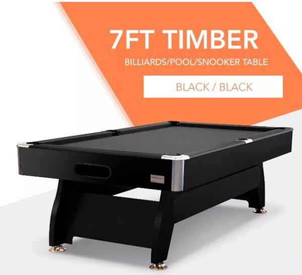 7ft Black Frame Black Felt Modern Design Pool Table