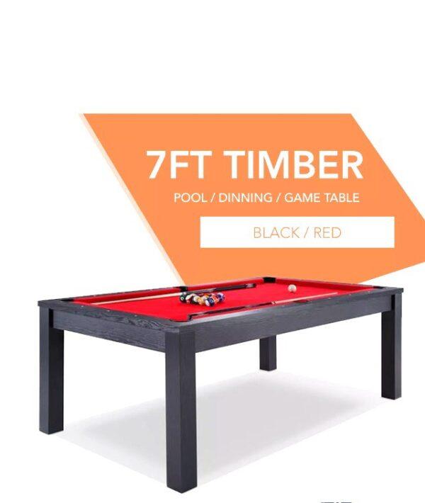 Black Frame Red Felt Dining Pool Table
