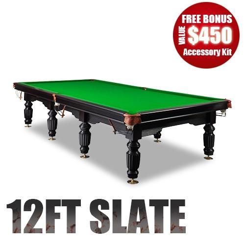 12Ft Slate Pool Table Luxury Green