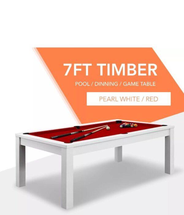 Dining Pool Table WIth Red Felt White Frame