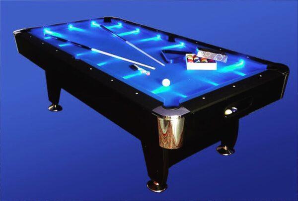7Ft LED Pool Table Blue Felt Black Frame MDF - Image 2