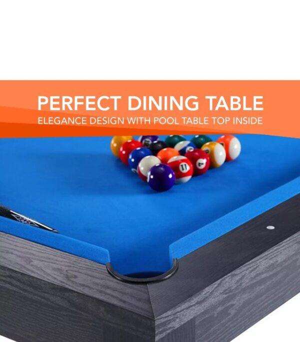 7ft Dining Pool Table Black Frame Blue Felt - Image 6