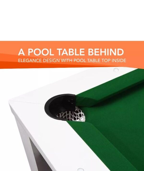 7ft Dining Pool Table With White Frame & Green Felt - Image 4