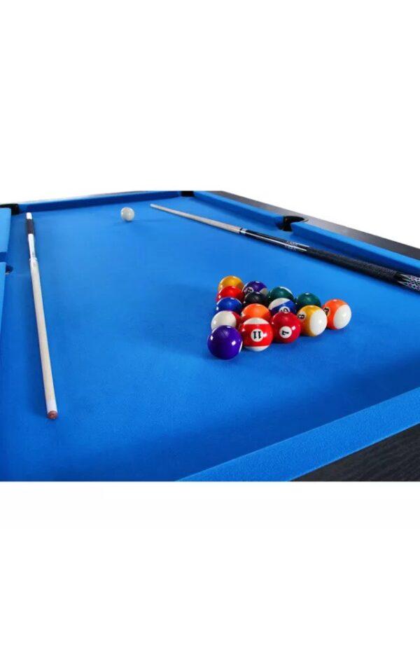 7ft Dining Pool Table Black Frame Blue Felt - Image 7