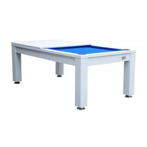 7ft Dining Pool Table White Frame Blue Felt