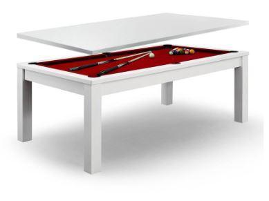 Dining Pool Table With Red Felt White Frame