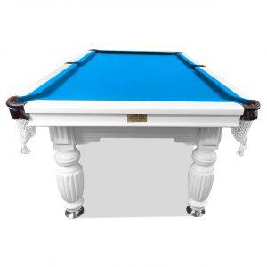 Slate Pool Table White Frame Blue Felt