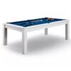 7ft Dining Pool Table White Frame Blue Felt - Image 3
