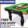 8ft Slate Pool Table Luxury Green Felt Dark Stained Black Frame - Image 3