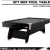 8FT Pool Table Black Felt With Black Frame MDF - Image 3