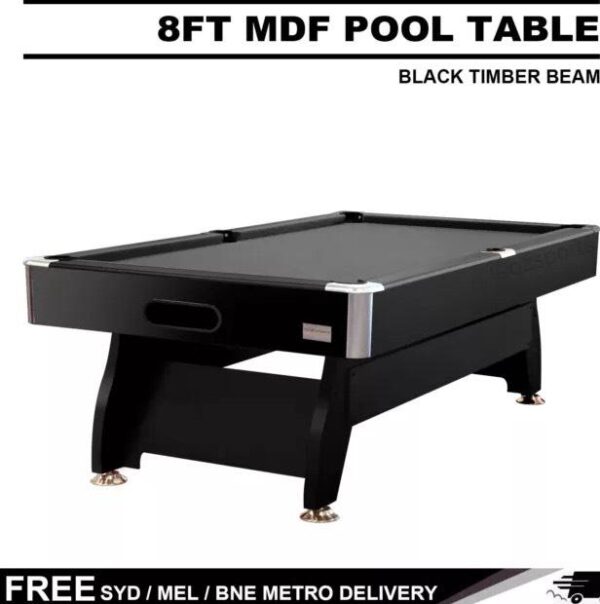 8FT Pool Table Black Felt With Black Frame MDF - Image 3