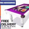 8ft Slate Pool Table Luxury Purple Felt Solid Timber White Frame - Image 3