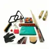 Premium billiard pool table accessories kit with Riley ash cues, pool balls, table cover and accessories