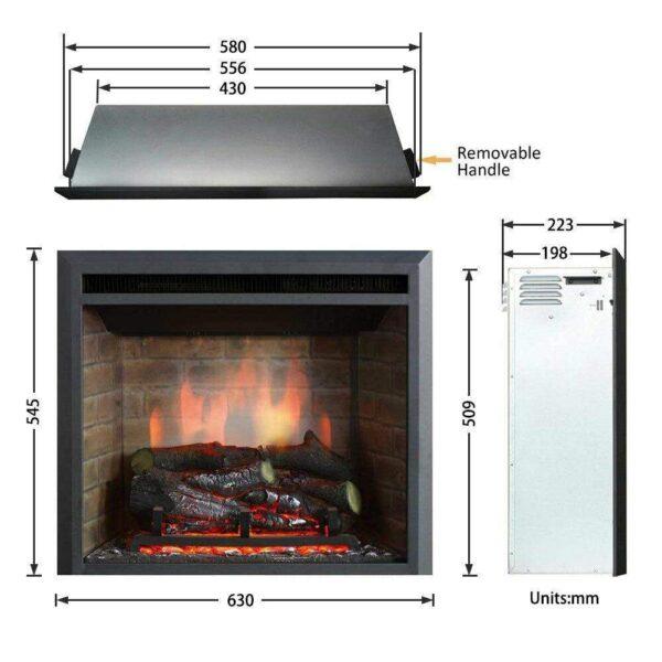 2000W 23" Primo Electric Fireplace Heater Insert Realistic Flame - Image 4