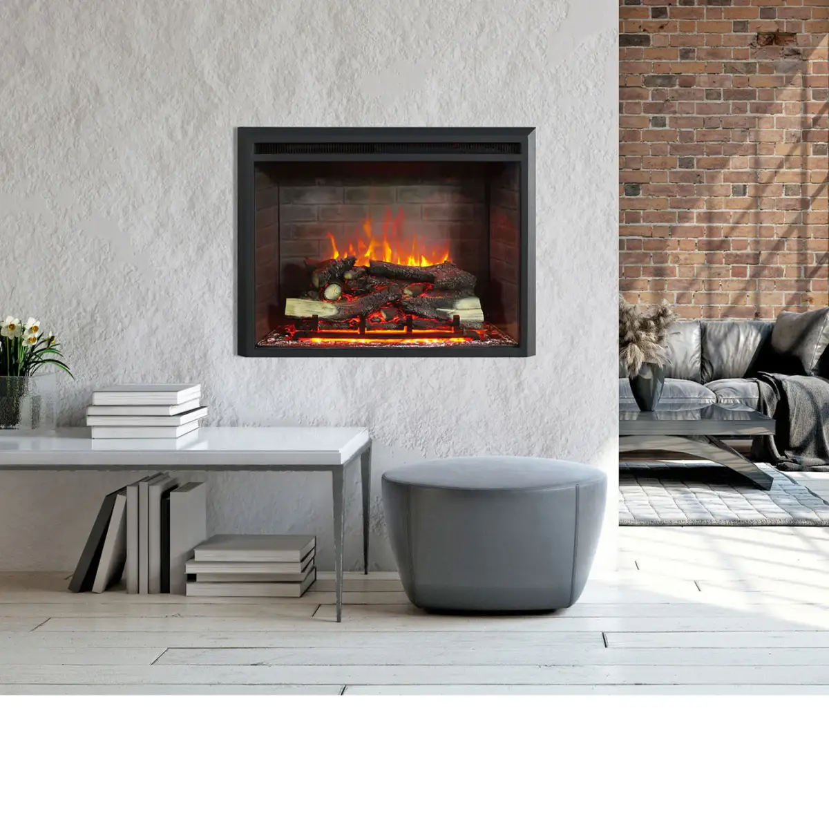 Primo 2000W 33 Inch Electric Fireplace Insert with 3D Flame Effect & Crackling Sound 8 Primo 2000W 33 Inch Electric Fireplace Insert with 3D Flame Effect & Crackling Sound - Image 8