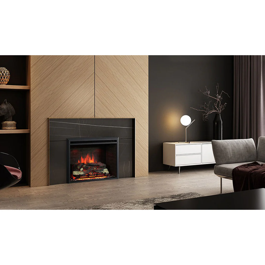 Primo 2000W 33 Inch Electric Fireplace Insert with 3D Flame Effect & Crackling Sound 7 Primo 2000W 33 Inch Electric Fireplace Insert with 3D Flame Effect & Crackling Sound - Image 7