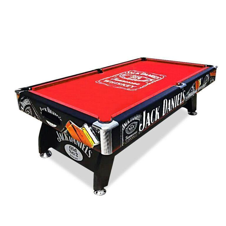 JD Logo 8FT Red Felt Pool Table (Black Frame)