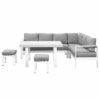 New White Outdoor 2-in-1 Aluminium Sofa Lounge Dining Table Setting - Image 10