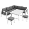 White 2-in-1 Aluminium Sofa Lounge Outdoor Dining Table Setting - Image 2