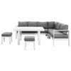 White 2-in-1 Aluminium Sofa Lounge Outdoor Dining Table Setting - Image 3