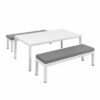 NEW 3pc White Garden Lounge Aluminium Outdoor Bench Dining Set - Image 3