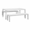 NEW 3pc White Garden Lounge Aluminium Outdoor Bench Dining Set - Image 7