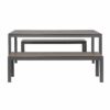 NEW 3pc Charcoal Garden Lounge Aluminium Outdoor Bench Dining Set - Image 2