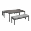 NEW 3pc Charcoal Garden Lounge Aluminium Outdoor Bench Dining Set - Image 3
