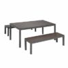 NEW 3pc Charcoal Garden Lounge Aluminium Outdoor Bench Dining Set - Image 4