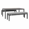 NEW 3pc Charcoal Garden Lounge Aluminium Outdoor Bench Dining Set - Image 5