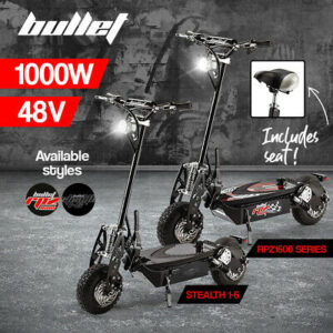 BULLET 1000W Electric Scooter 48V Turbo Red/Black LED Adults Off Road