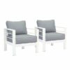 New White Outdoor Sofa Lounge Setting Garden Furniture Set Chairs - Image 6