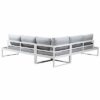 Hampton White Aluminium Sofa Lounge Set - Light Grey Cushion - Image 5