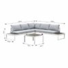 Hampton White Aluminium Sofa Lounge Set - Light Grey Cushion - Image 6