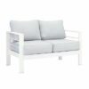 New White Aluminium Outdoor Sofa Lounge Set Arms Chairs Table - Image 3