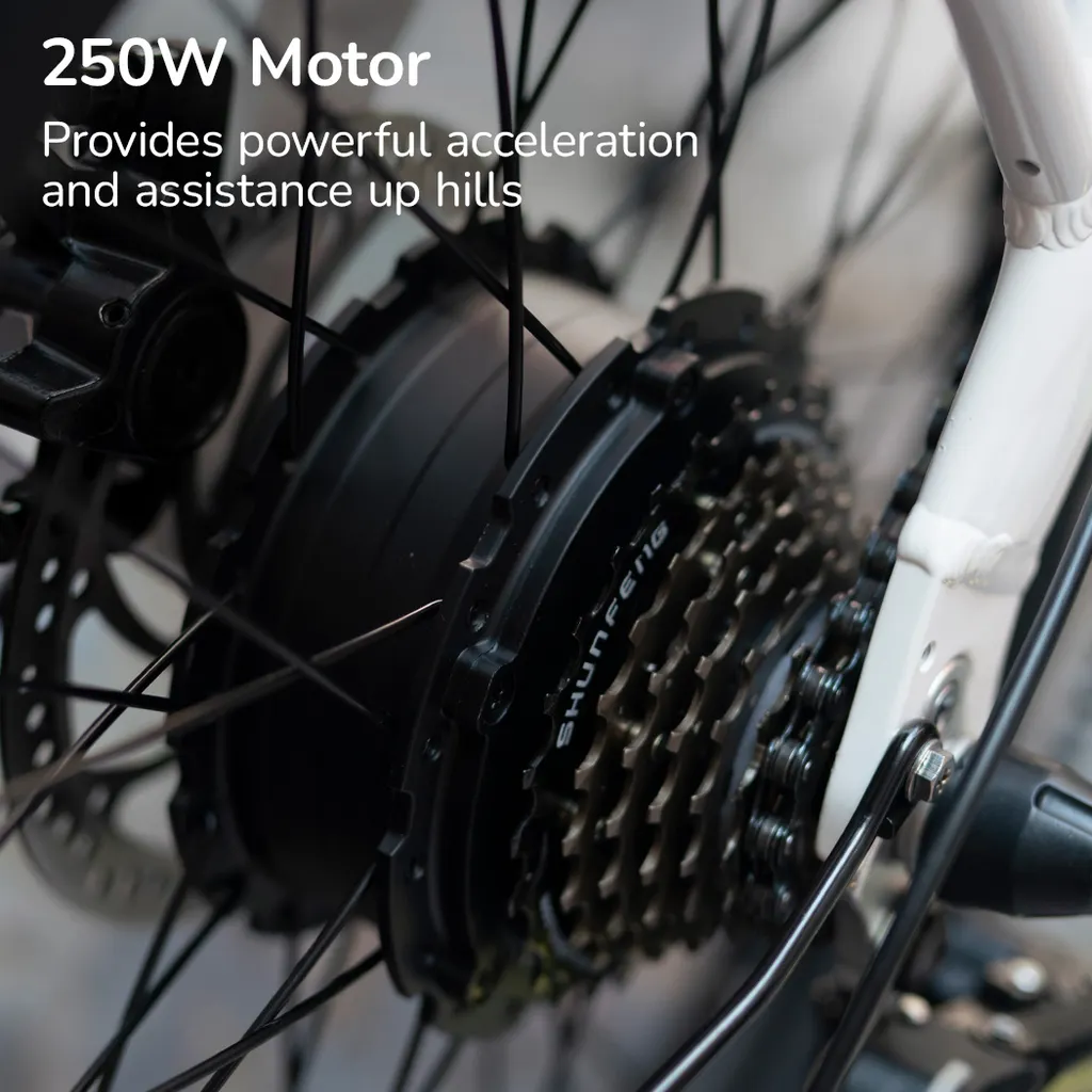 VALK Shuttle 5 Electric Folding Bike, 20" Tyres, Shimano 7-Speed, White 15 VALK Shuttle 5 Electric Folding Bike, 20" Tyres, Shimano 7-Speed, White - Image 15