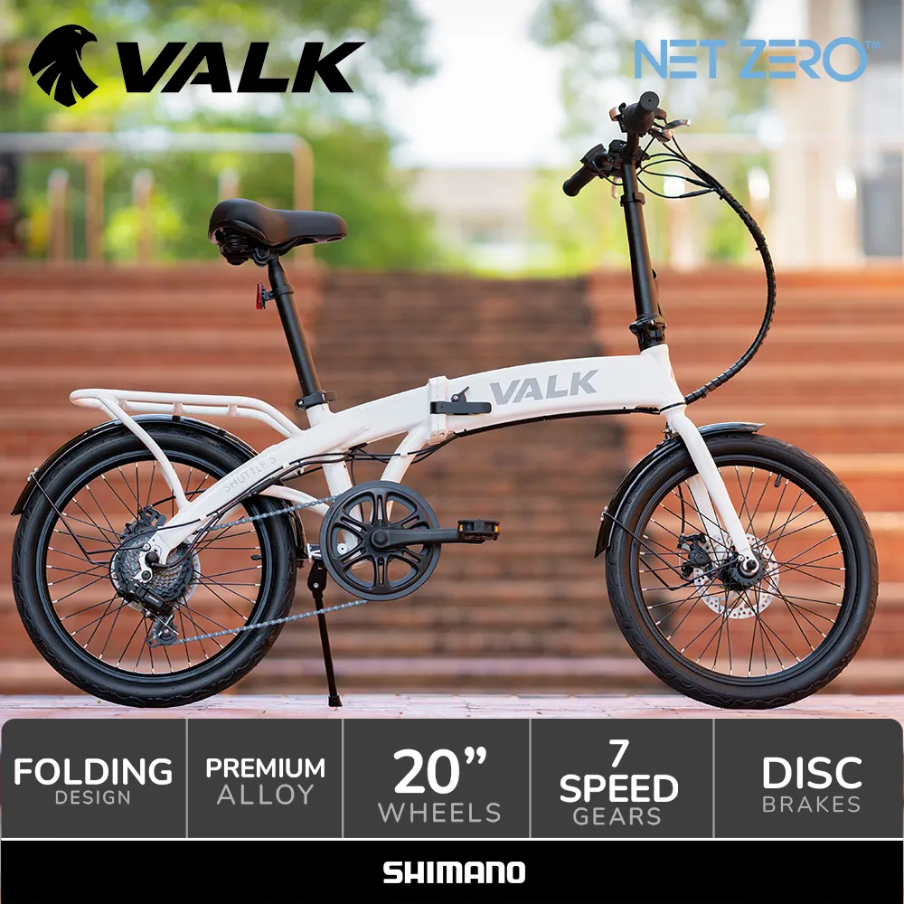 VALK Shuttle 5 Electric Folding Bike, 20" Tyres, Shimano 7-Speed, White 2 VALK Shuttle 5 Electric Folding Bike, 20" Tyres, Shimano 7-Speed, White - Image 2