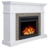 Hudson Electric Fireplace Stone Veneer Mantel & 30" Moonlight Insert - Image 3