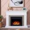 Hudson Electric Fireplace Stone Veneer Mantel & 30" Moonlight Insert - Image 2