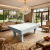 QUESLA 7FT Luxurious Slate Pool / Dining / Billiard Table – White Frame with Blue Felt (Free Accessories) - Image 6