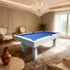 QUESLA 7FT Luxurious Slate Pool / Dining / Billiard Table – White Frame with Blue Felt (Free Accessories) - Image 3