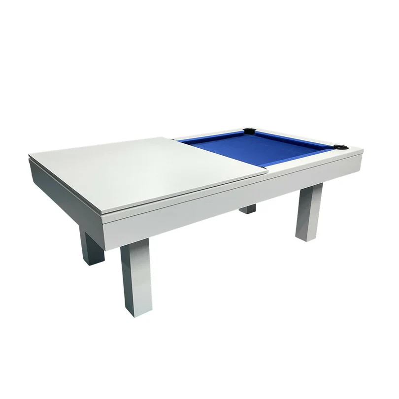 7FT White Slate Dining Pool Table Blue Felt
