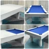 QUESLA 7FT Luxurious Slate Pool / Dining / Billiard Table – White Frame with Blue Felt (Free Accessories) - Image 5