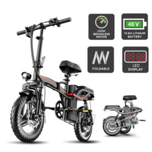 240W Folding Electric Bike Waterproof LED Removable Battery