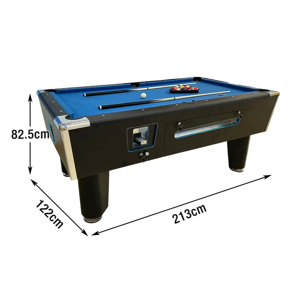 8FT Slate Coin Operated Pool Table Blue Felt 5 8FT Slate Coin Operated Pool Table Blue Felt - Image 5