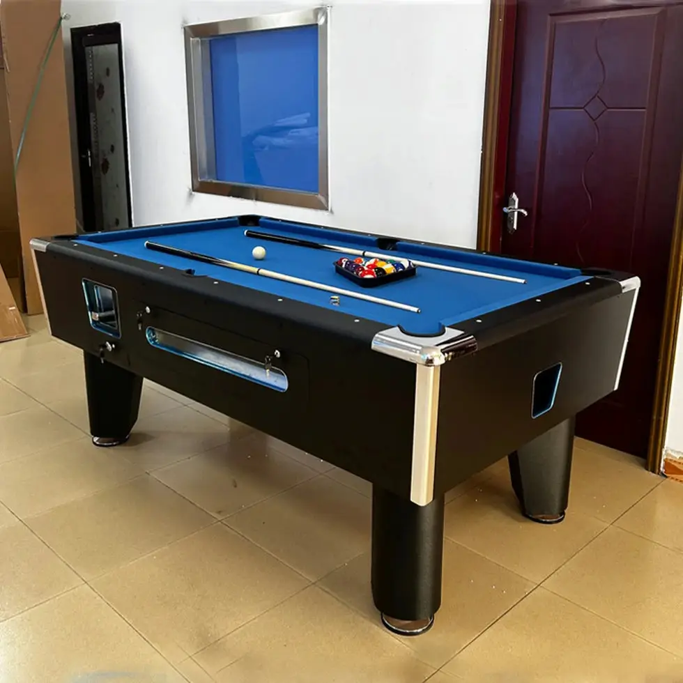 8FT Slate Coin Operated Pool Table Blue Felt 3 8FT Slate Coin Operated Pool Table Blue Felt - Image 3