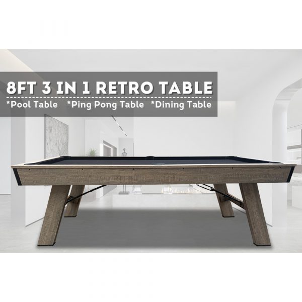 8FT 3 IN 1 Retro Pool Table - Dining, Table Tennis - Image 6