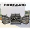 Livsip Outdoor Lounge Set Patio Furniture Dining Chairs Wicker Table - Image 8